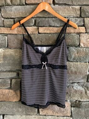 Marilyn Monroe Striped Lace Trim Cami Sleep Top